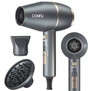 Grey Hair Dryer with Diffuser 1875W, Negative lonic Blow Dryer It#TB8
